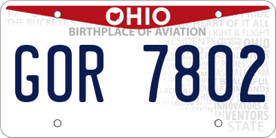 OH license plate GOR7802