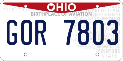 OH license plate GOR7803