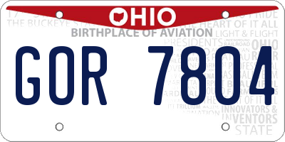 OH license plate GOR7804