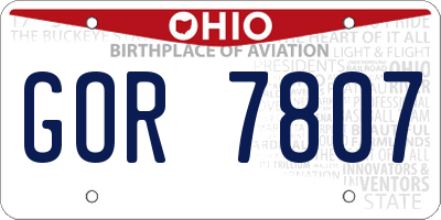 OH license plate GOR7807
