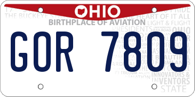 OH license plate GOR7809