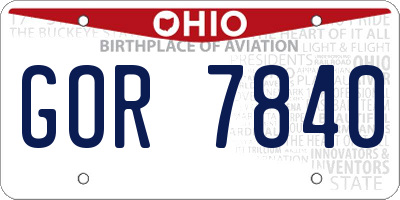 OH license plate GOR7840