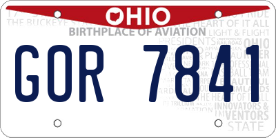 OH license plate GOR7841