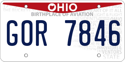 OH license plate GOR7846