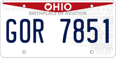 OH license plate GOR7851