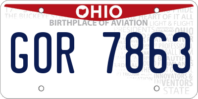 OH license plate GOR7863