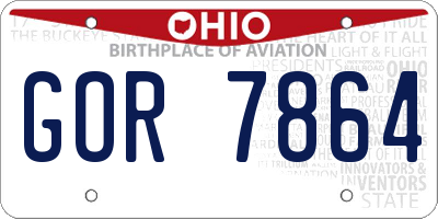 OH license plate GOR7864