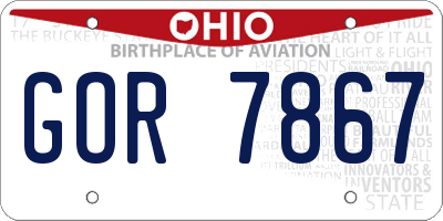 OH license plate GOR7867