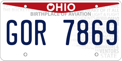 OH license plate GOR7869