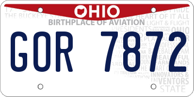 OH license plate GOR7872