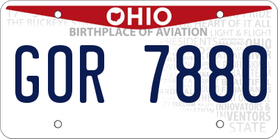 OH license plate GOR7880
