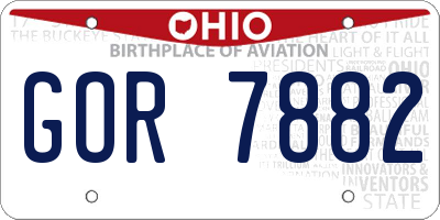 OH license plate GOR7882
