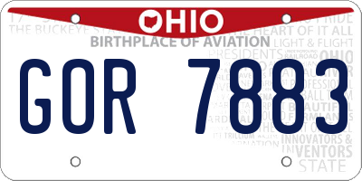 OH license plate GOR7883