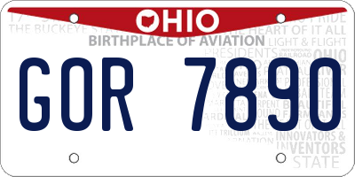 OH license plate GOR7890