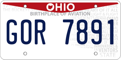 OH license plate GOR7891