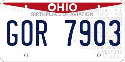 OH license plate GOR7903