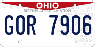OH license plate GOR7906