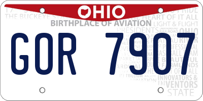 OH license plate GOR7907