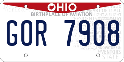 OH license plate GOR7908