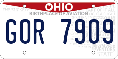 OH license plate GOR7909