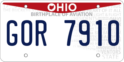 OH license plate GOR7910