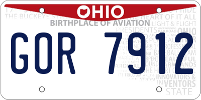 OH license plate GOR7912