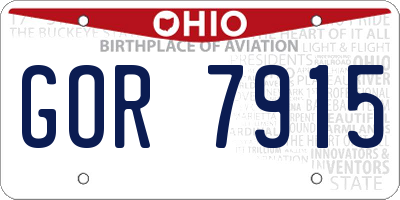 OH license plate GOR7915