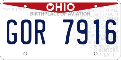 OH license plate GOR7916