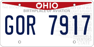 OH license plate GOR7917