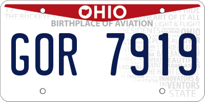 OH license plate GOR7919