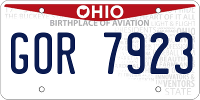 OH license plate GOR7923