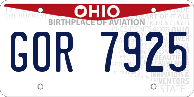 OH license plate GOR7925
