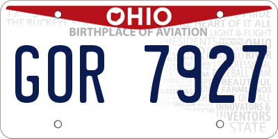 OH license plate GOR7927
