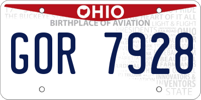 OH license plate GOR7928