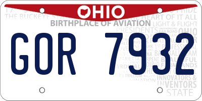 OH license plate GOR7932