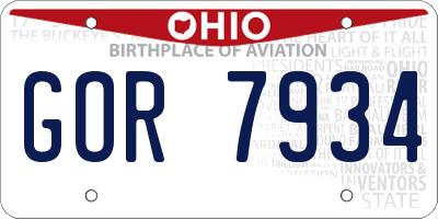 OH license plate GOR7934