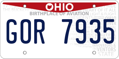 OH license plate GOR7935