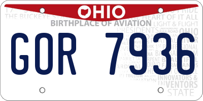 OH license plate GOR7936