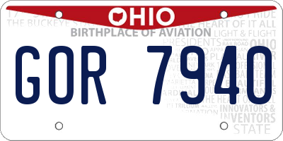 OH license plate GOR7940