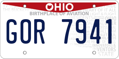 OH license plate GOR7941
