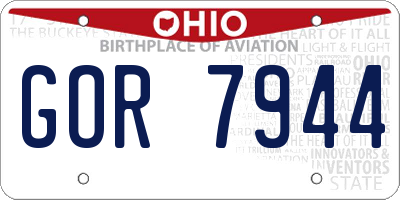 OH license plate GOR7944