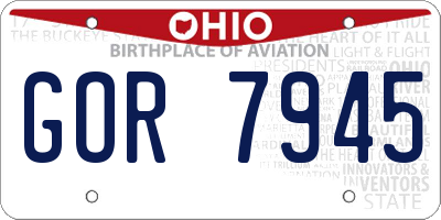 OH license plate GOR7945