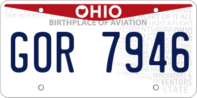 OH license plate GOR7946