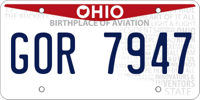 OH license plate GOR7947