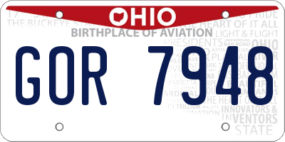 OH license plate GOR7948