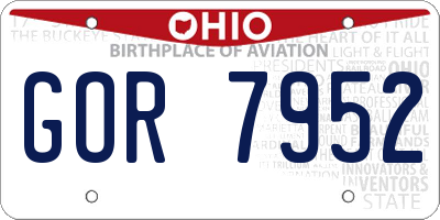 OH license plate GOR7952