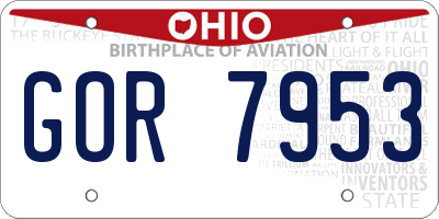 OH license plate GOR7953