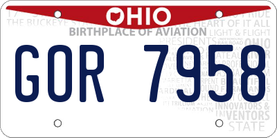 OH license plate GOR7958