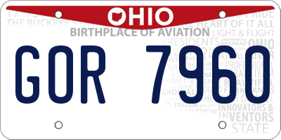 OH license plate GOR7960
