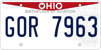 OH license plate GOR7963